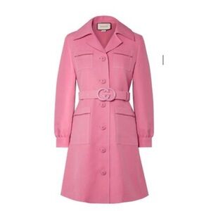 Gucci 2017 Pink Trench Coat Belted Dress Women’s Size 42 Medium